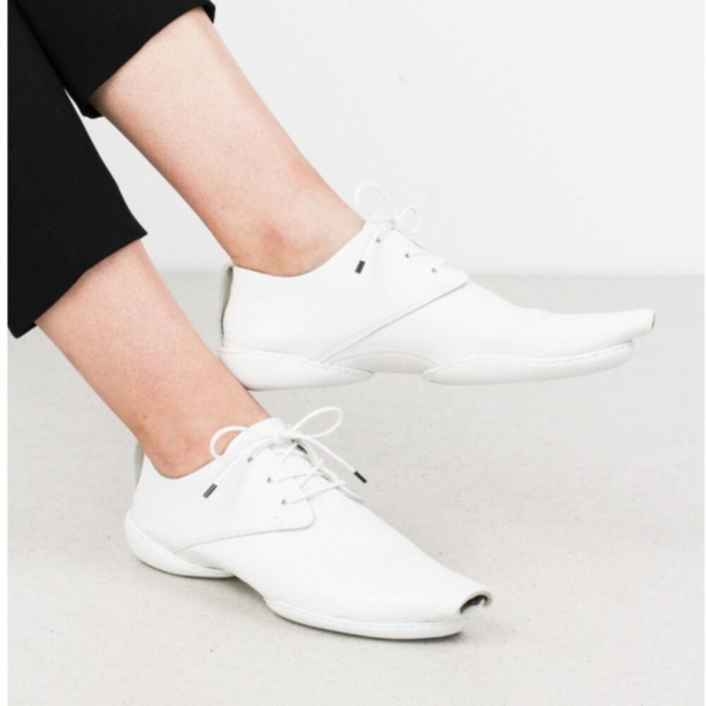 Trippen Flipper White Leather Lace Up Sneakers Open Toe EU 40 US Women's 9 Artsy